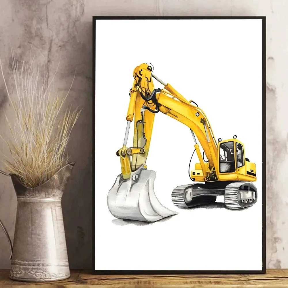 Excavator Bulldozer Loader Scooter Farm Tractor Poster Kraft Paper Vintage Poster Wall Art Painting Study Big Szie Wall Painting