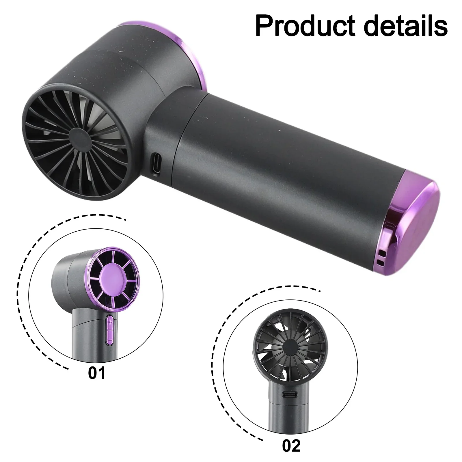 

Adjustable Fan Handheld Fan Hot Weather Easy Portability LED Display Metal Case On-the-Go Use Rechargeable Battery