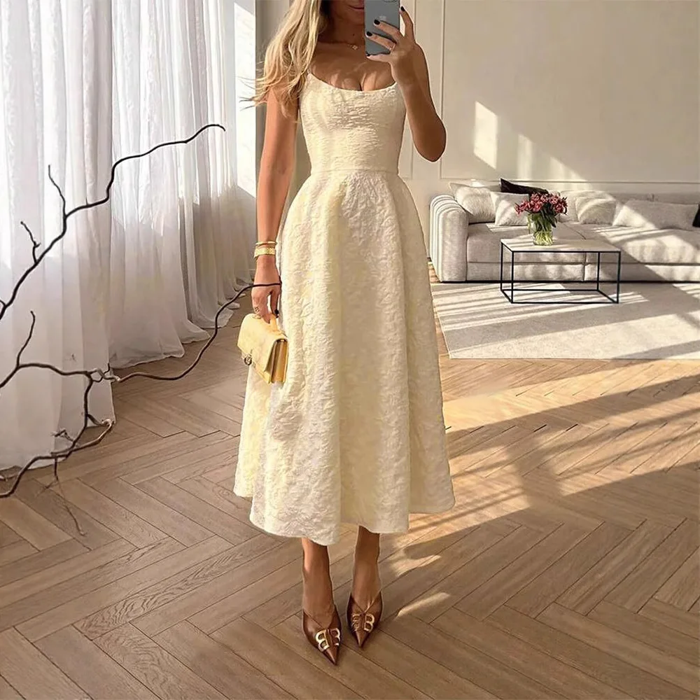 

2026 Spring and Summer Suspender One-word Collar Princess Dress Fresh Dress
