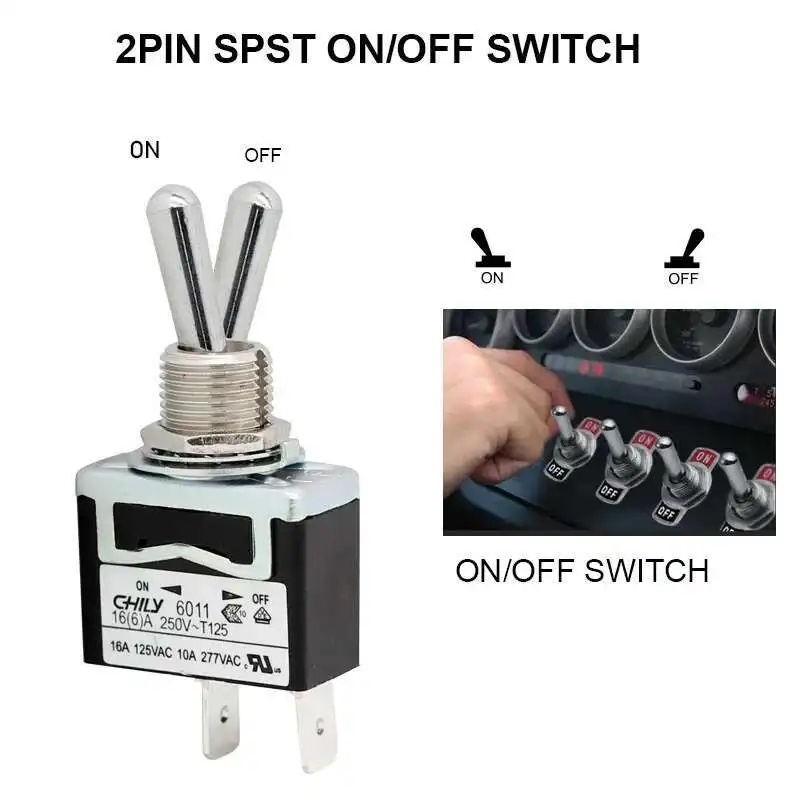 Chily 6011 6012 250V 16A オフオン 2PIN 3 ピン SPST マリンメタル米国証明書トグルスイッチ