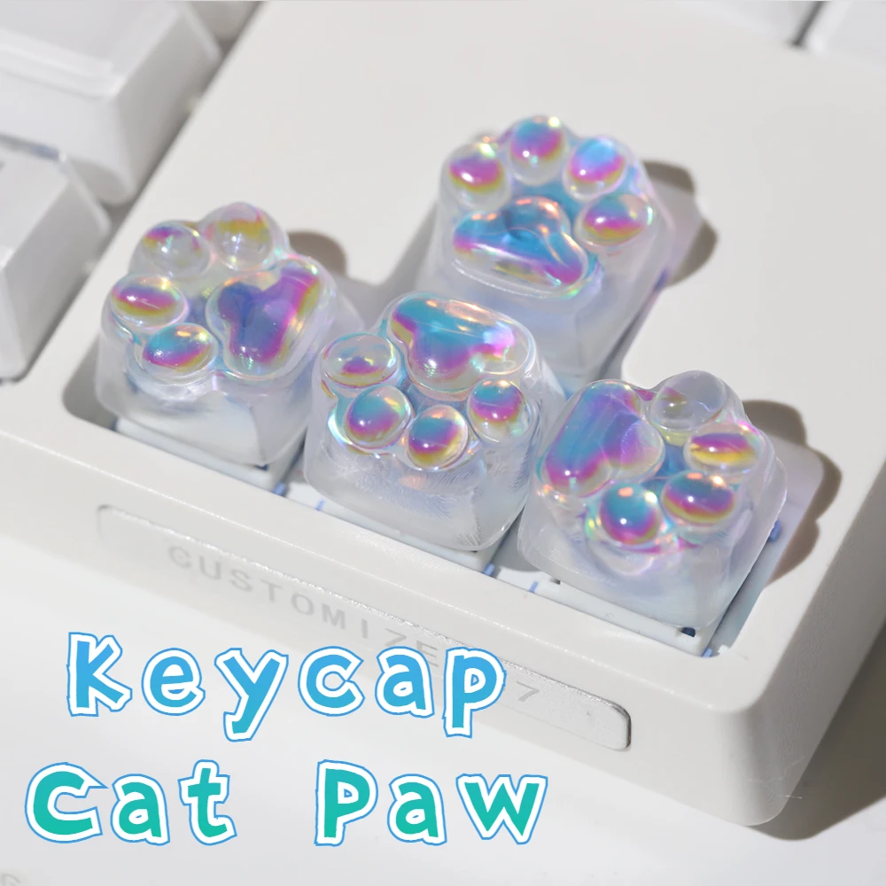 Juegos retroiluminado Keycap láser pata de gato DIY retroiluminado RGB WASD flecha ESC llave personalizada translúcida dibujos animados Keycap Cherry MX Axis