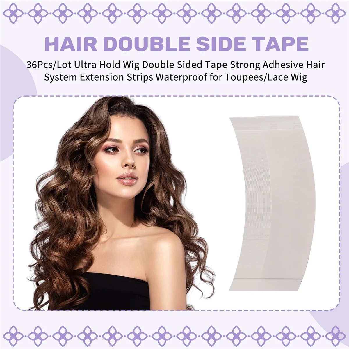 AT77 36Pcs/Lot Ultra Hold Wig Double Sided Tape Strong Adhesive Hair System Extension Strips Waterproof for Toupees/Lace Wig
