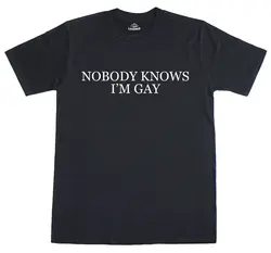 Nobody Knows I'M Gay Drôle Slogan Nouveauté T-Shirt  tops Unisex Summer Short Sleeve