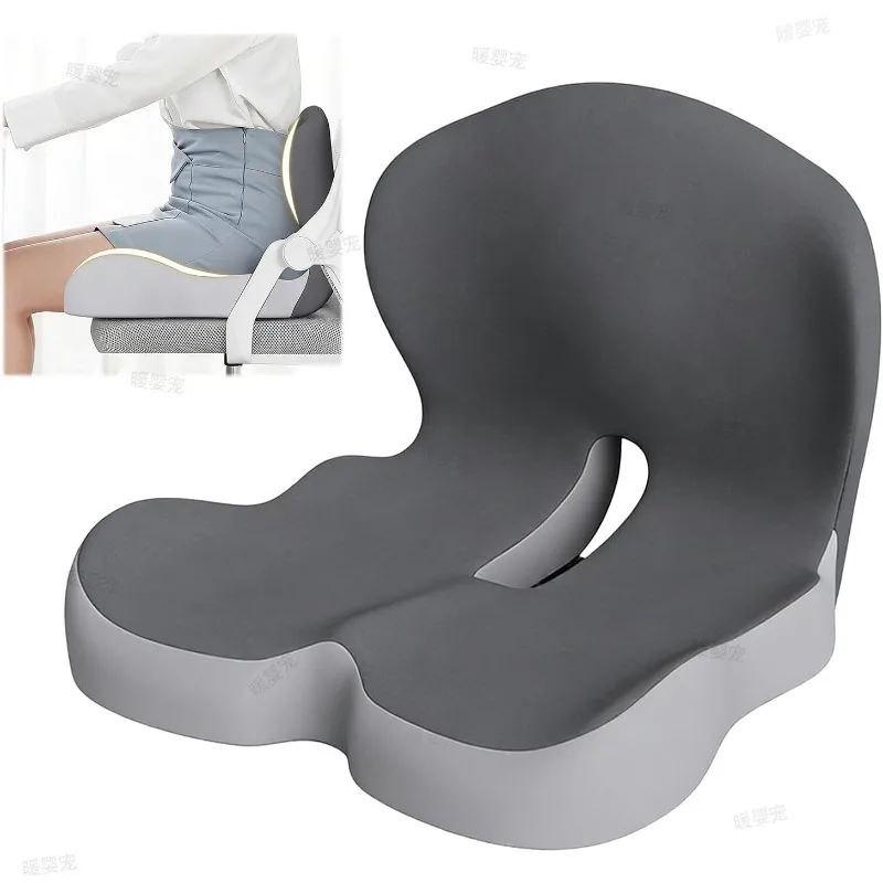 Car Seat Cushion Chair Ergonomic Memory Foam Seat Cushion with Back Support for Stress Relief Lumbar Support for Car Office Home
