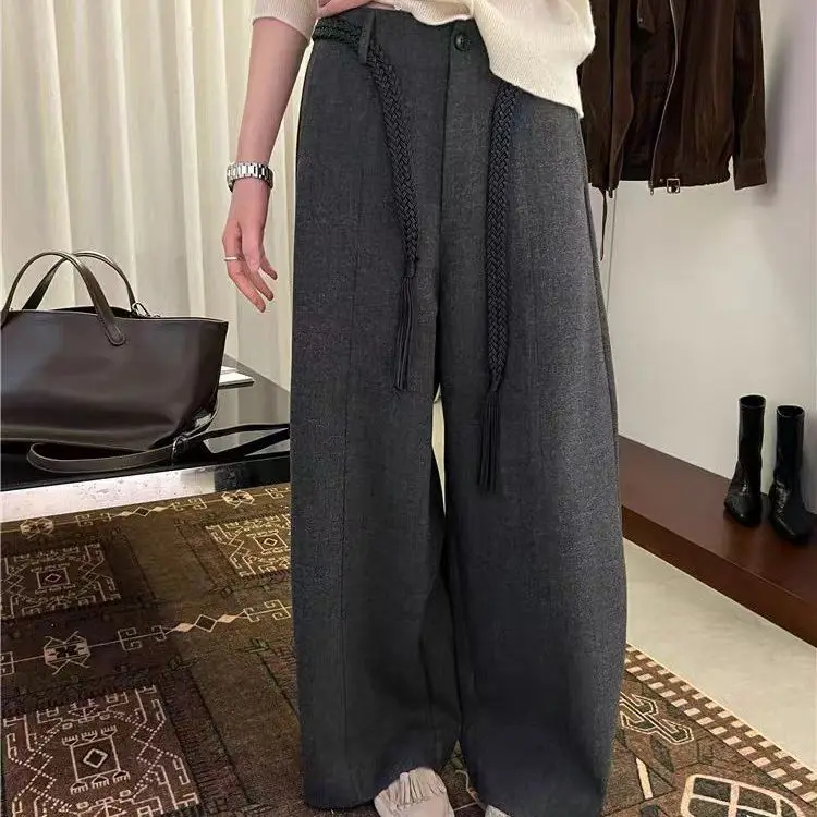 

2025 Autumn Winter New Fashion Woolen High Waist Slimming Versatile Wide Leg Pants