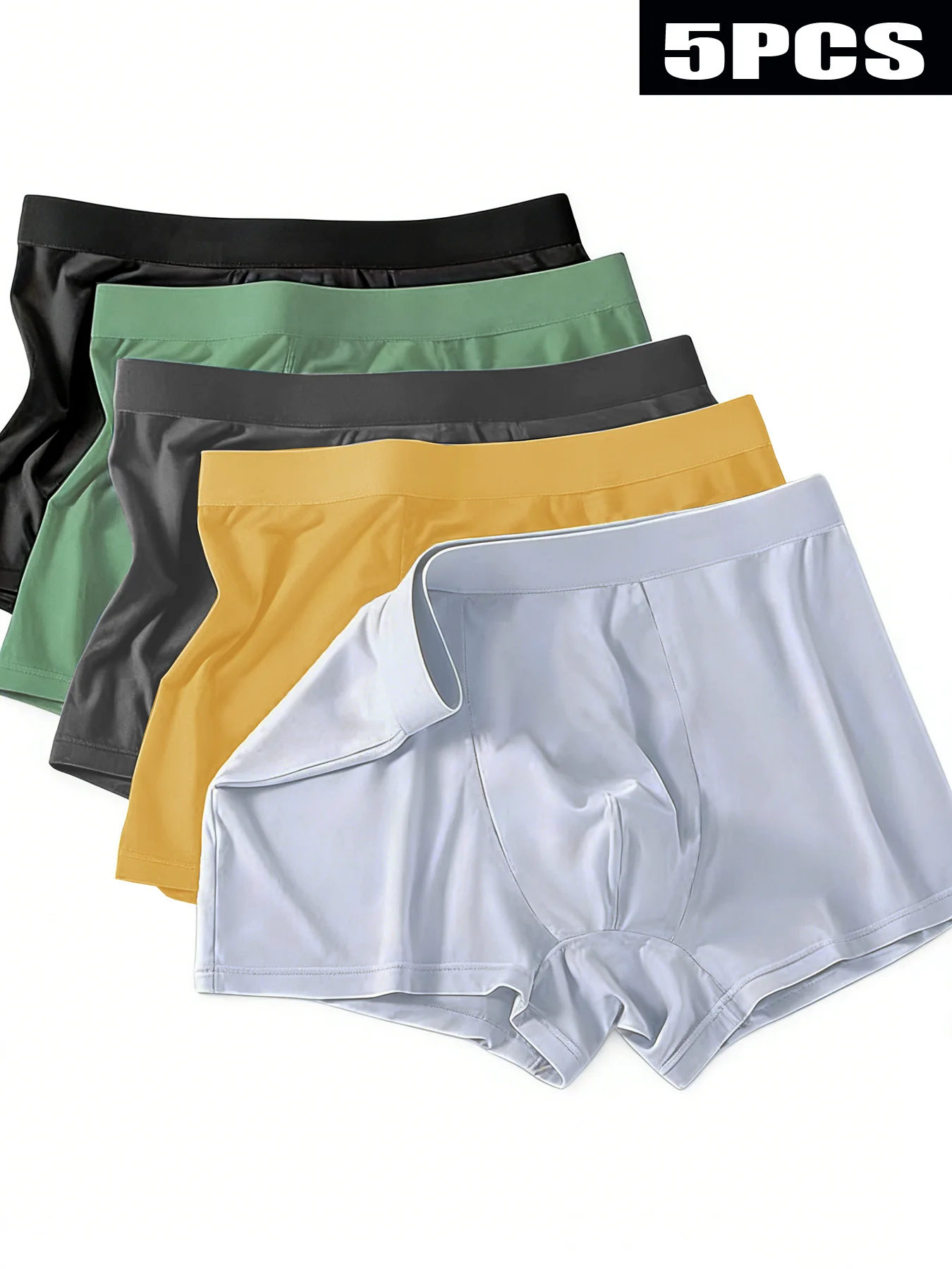 

5 pieces solid color simple men's underwear casual everyday men's boxer briefs comfortable breathable underwear combination