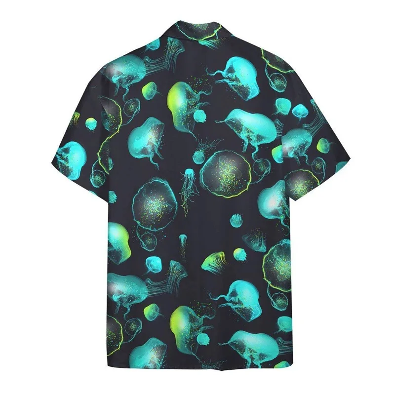 New Men\'s Shirts Short Sleeve Jellyfish Pattern Hawaiian Shirt For Men Tops 3d Printed Summer Holidays Breathable Men\'s Clothing