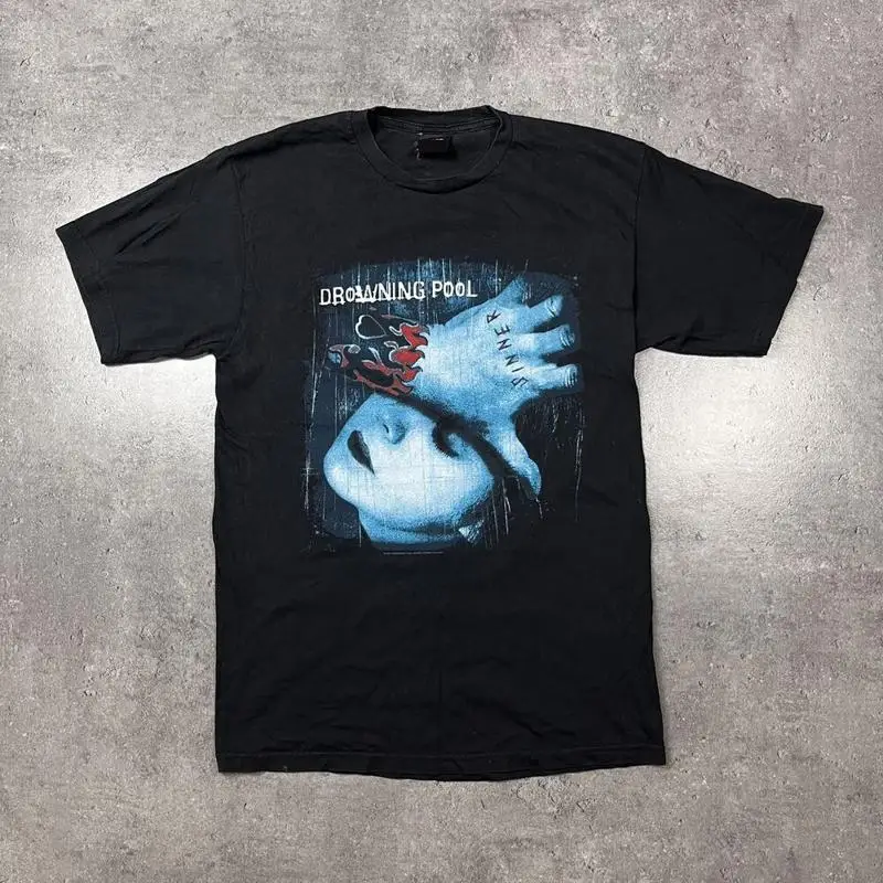 Vintage Drowning Pool T Shirt Y2K Nu Metal Band Sinner Album 2001 Reprint