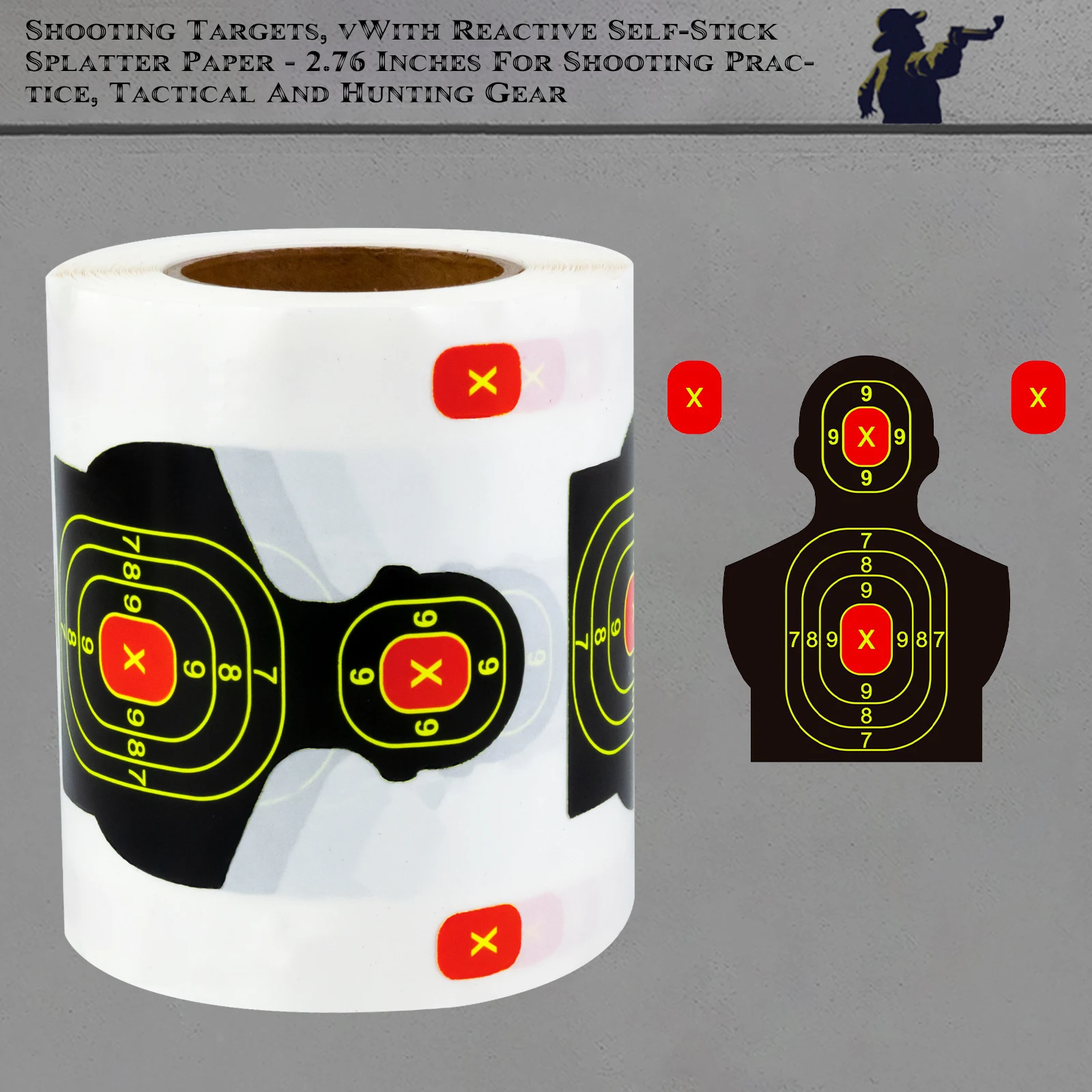 Digital Circular Human-Shaped Target Stickers, Self-Adhesive Square Red Aiming Target Paper, Shooting Practice Splash Target Stickers, 200Pcs 2.76In*2.76In, Shooting Target Training Supplies Stickers, Fluorescent Color Labels (Can Be Used for Real Gun Practice and Airgun Practice)
