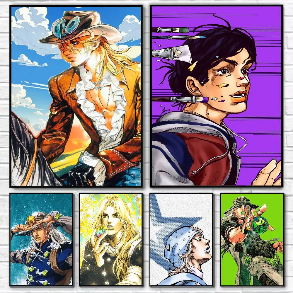 JoJo's B-Bizarre Adventure Steel Ball Run  Poster Self-adhesive Art Waterproof Paper Sticker Coffee House Bar Room Wall Decor