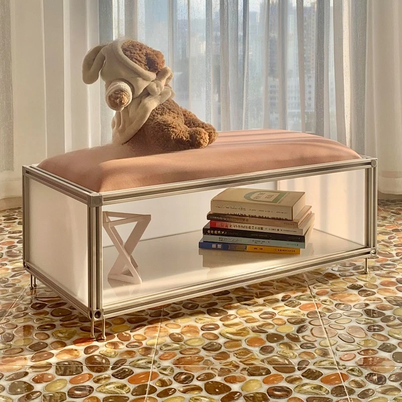 

Modern aluminum profile acrylic rely on foot pads, shoe change stool at home door, porch stool, strip stool, sofa stool