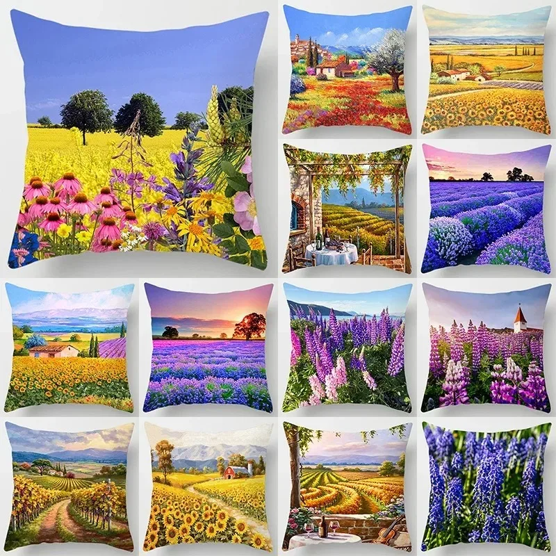 Lavender Garden Decorative Pillowcase Living Room Office Ornaments Home Pillowcase