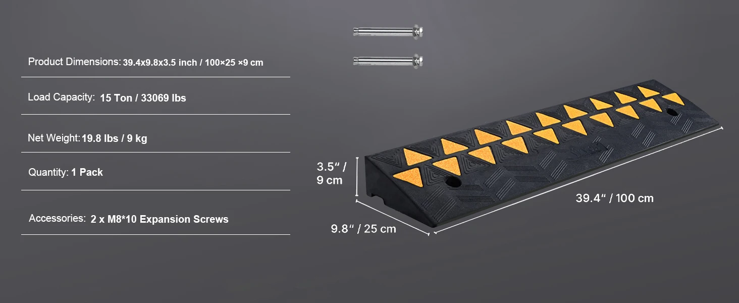 SucceBuy 1/2 Pack Rubber Curb Ramp Threshold Driveway Ramps with Stable Grid Structure for Car Wheelchairs Motorcycles Bikes