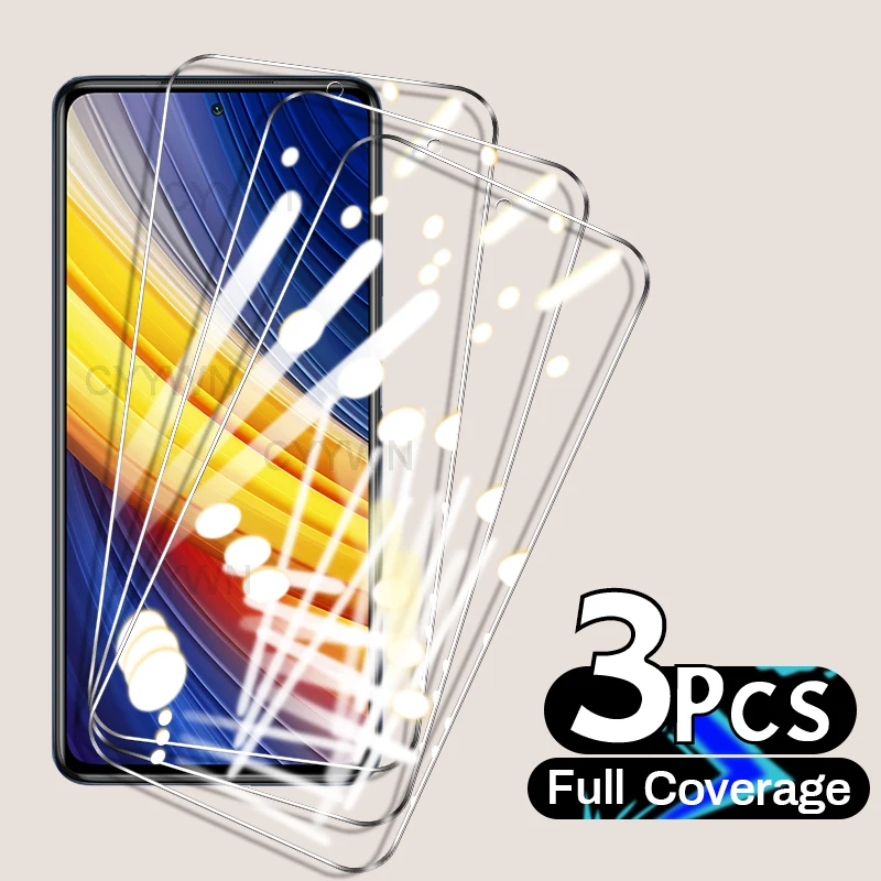 

3 шт. закаленное стекло для Xiaomi Mi Poco X5 X4 X3 Pro NFC X4GT защита для экрана для Poco F3 F4GT F5 Pro M3 M4 Pro защитное стекло