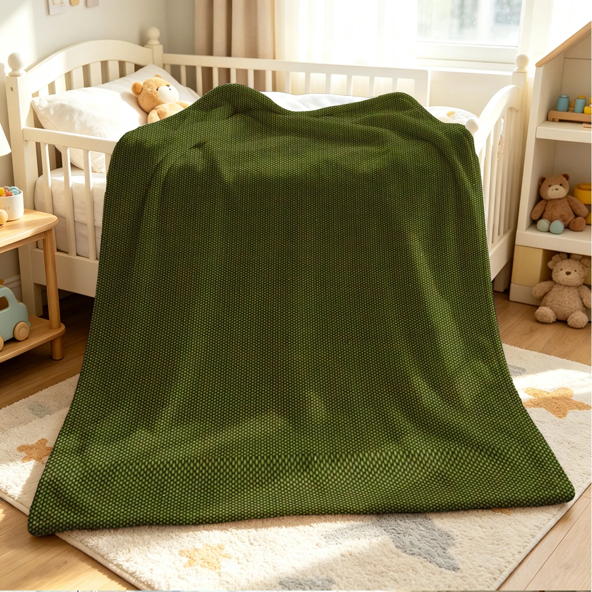 Olive Weave Flannel Blanket Warm Soft Halloween Christmas Couch Warm Cozy Decorative Decor Gift for All Season
