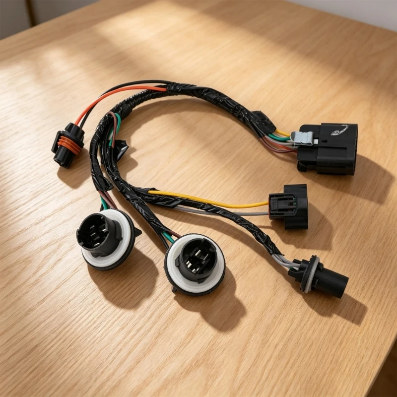 Front Headlight Wire Harness Assembly for 1500 Front Lamp Repair, 15841610 Wiring Branch with Two Socket Ends for Pickup 68UF