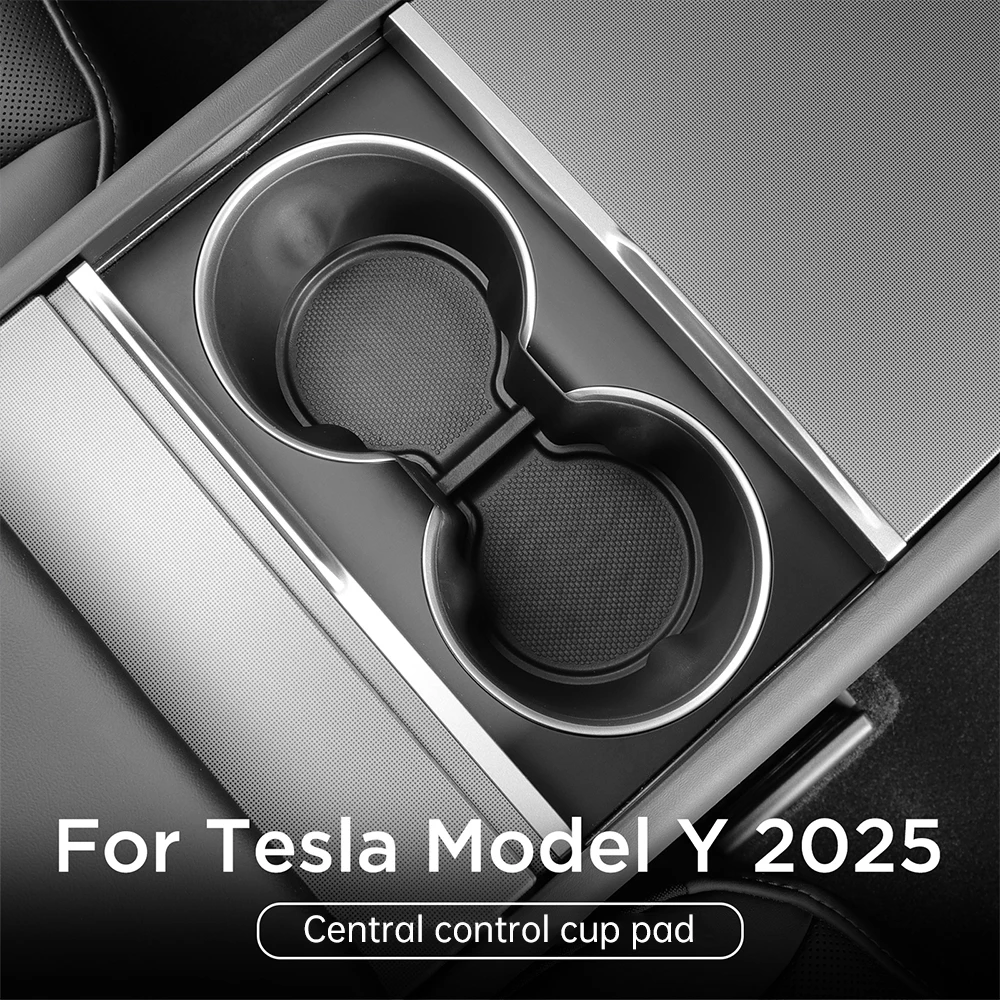 

Car Center Console Cup Mat Washable Cup Pad With Anti Slip For Tesla Model Y Juniper Model 3 2025 2026 Interior Accessories
