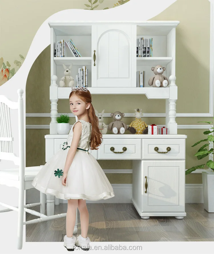 Simple Adult Computer Desk Study Table Solid Wooden Table And Chair For Kids Study Children White Bookshelf Home Furniture