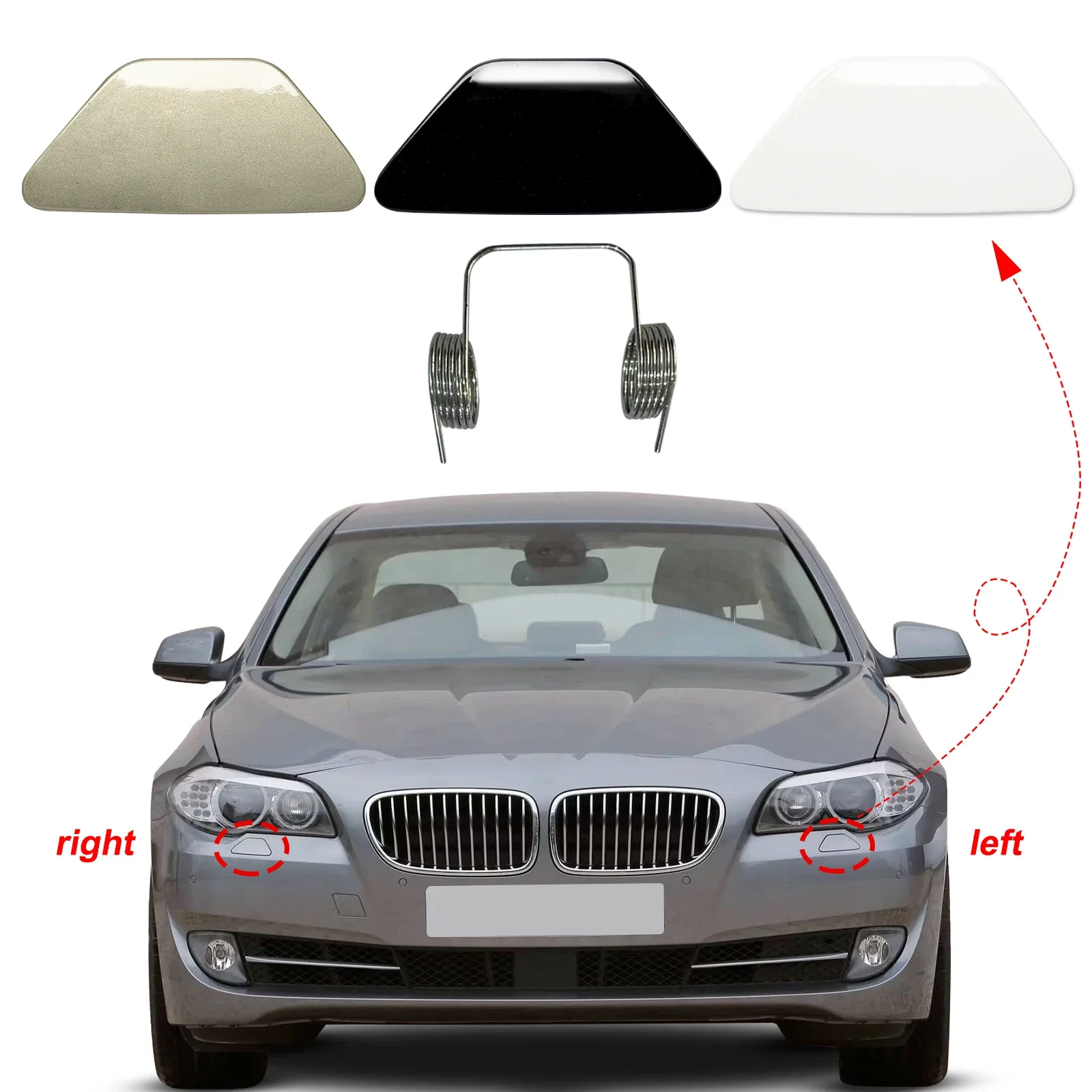 

Front Bumper Headlight Washer Cover Headlamp Jet Spray Cap For BMW 5 F10 F18 Accessories 2011 2012 2013 51117246869 51117246870