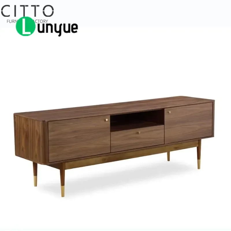 Modern Walnut Single Board TV Stand Designer Furniture Custom Factory Support Living Room Home Decor Minimalist Style