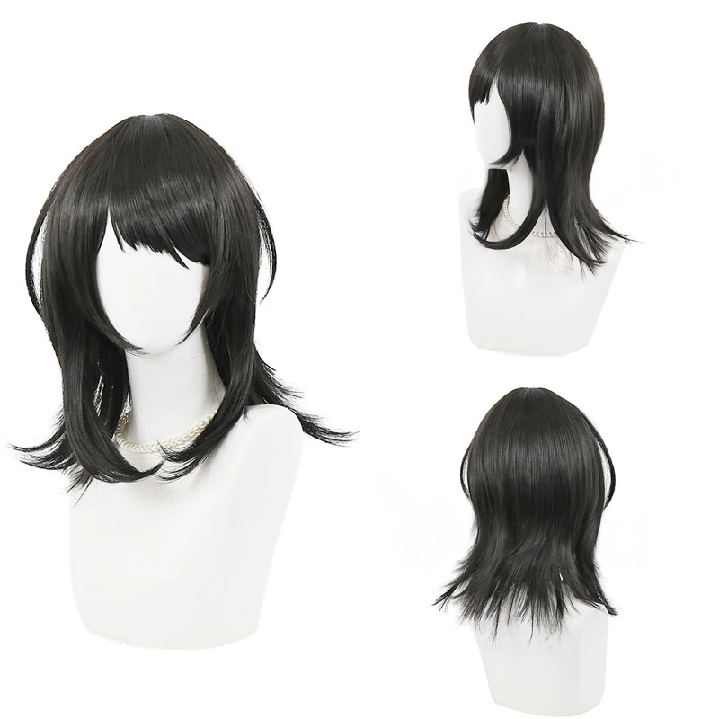 

Anime Yahata Umiri Cosplay Wig Black Layered Wolf Cut with Bangs Heat Resistant Synthetic Hair for Women Daily & Party Use