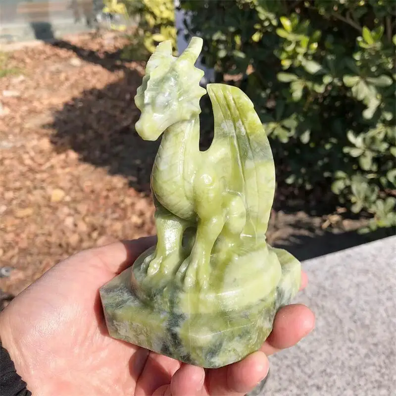 

Натуральный Офиолит, мультяшный дракон, резьба, мультяшные камни, целебные полированные украшения, украшение для дома, 1 шт.