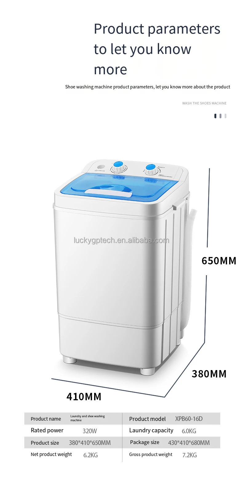 6kg Single Tube Barrel Small Washing Machine Full & Semi Automatic Washing Dual-Use Mini Washing Machine