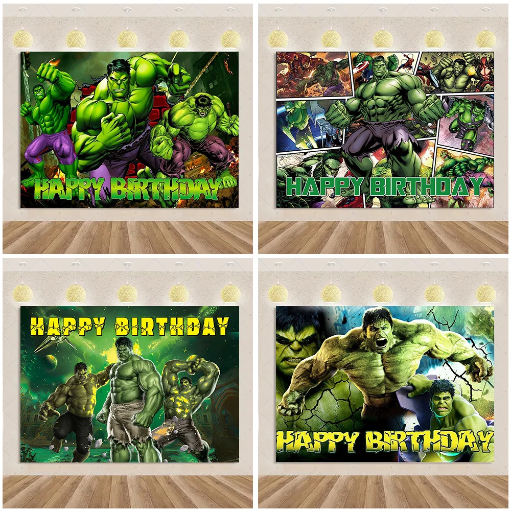 Fondo de fotografía de Marvel Hulk, superhéroe, gigante verde de dibujos animados, decoración para fiesta de cumpleaños de niños, suministros para Baby Shower