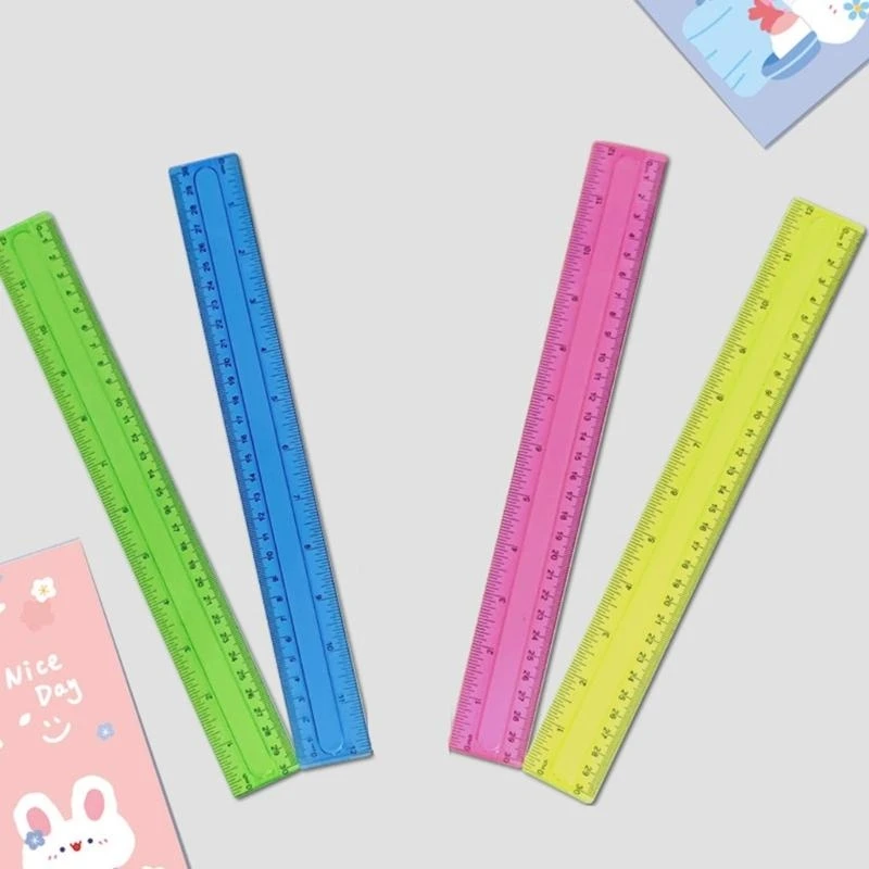 4pcs 12 polegadas réguas transparentes réguas desenho matemática com polegadas escala centímetros