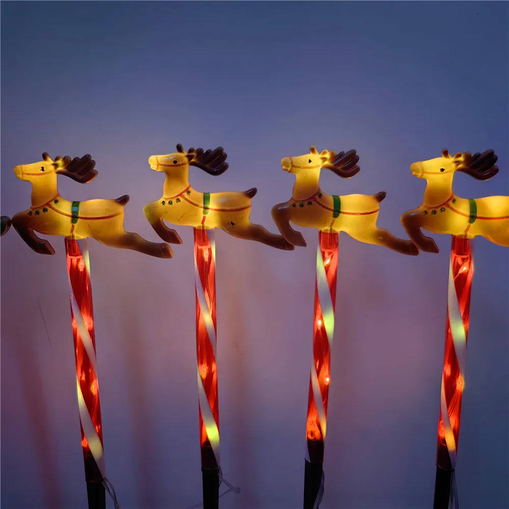 5pcs Solar Christmas Lights Santa Sleigh and Reindeer Lawn Stake Decoration Set Oudoor Festive LED Lights Garden Decor 801