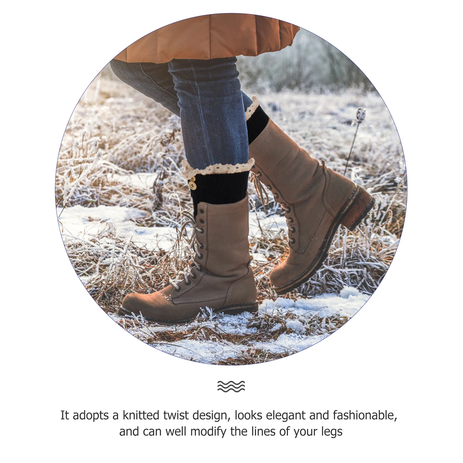 

Lace Boot Covers Women Short Socks Knitted Cuff Winter Woollen Acrylic Leg Warmers Boot Sock Warmers Stylish Practical Gentle