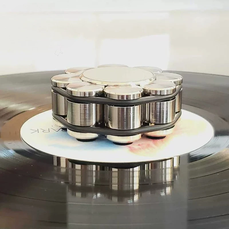 Vibration Damping Disc Clip 69x28mm, LP Turntable Stainless Steel Record Weight - 550g Anti-slip Vinyl Stabilizer