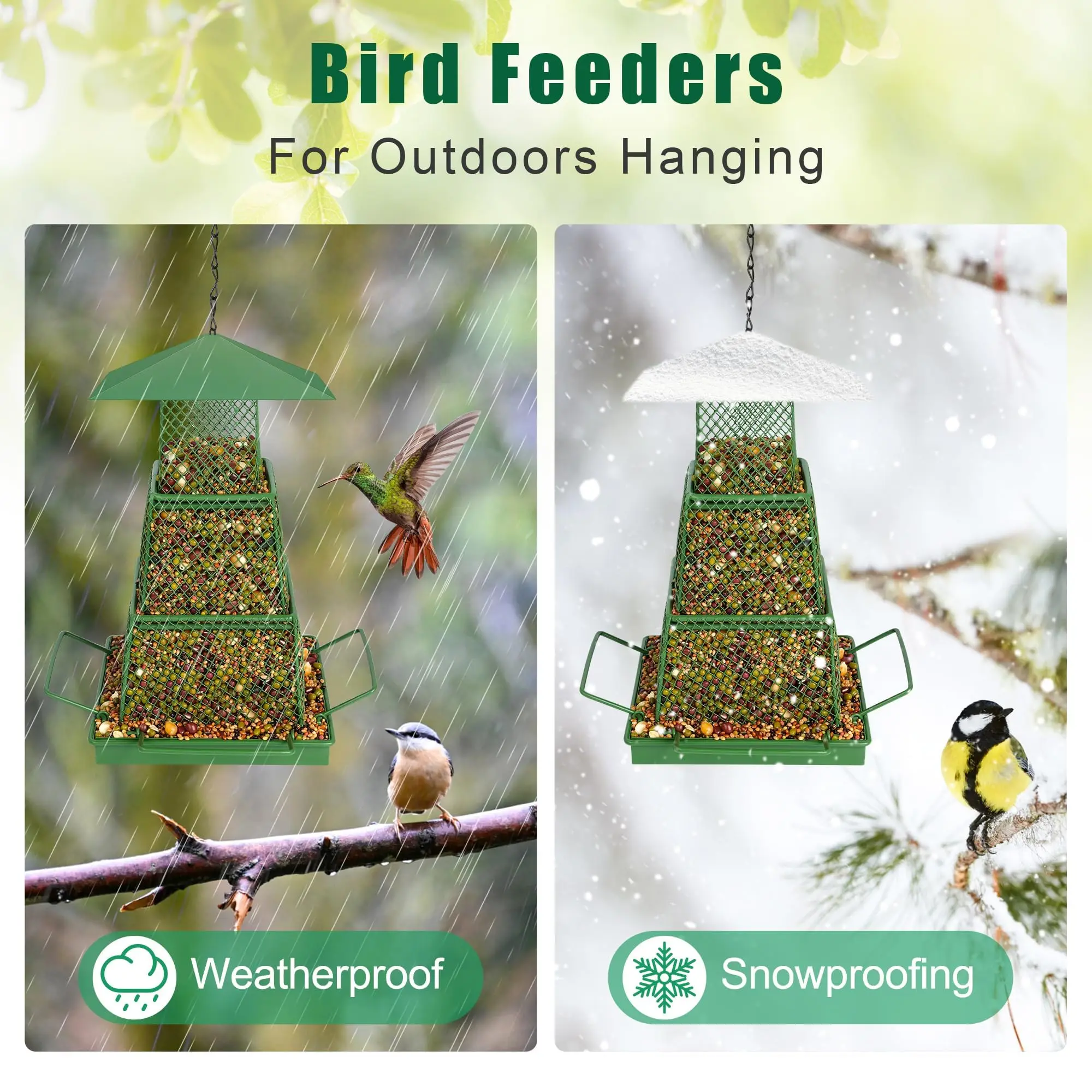 Bird Feeder for Outdoor, Squirrel Proof Metal Wild Bird Feeder Decoration for Hanging Outside Garden Yard 4