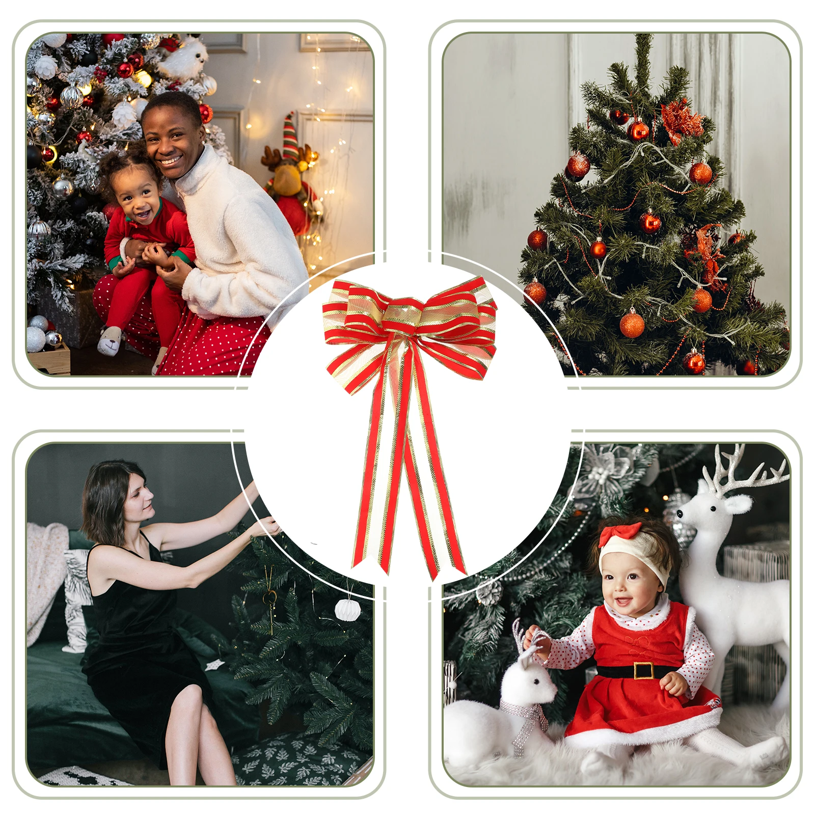 

Large Gold Fabric Bow Christmas Tree nament for Wreaths Decorations Toppers Holiday Xmas Room Bows Railings Fences