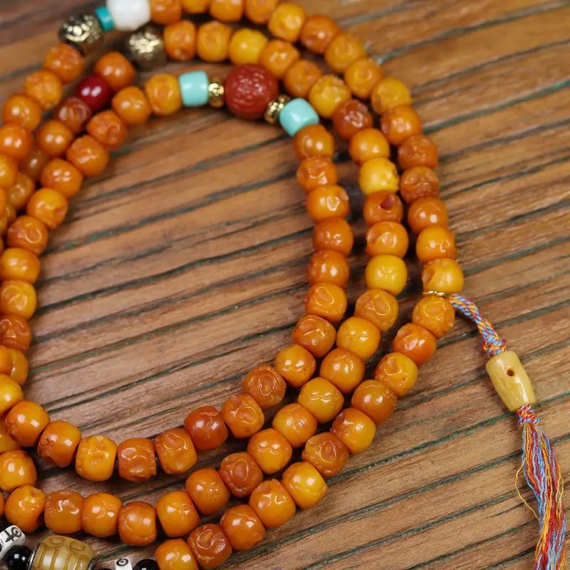 -Style Yak Bone , 108 , Sweater Chain, Tibetan Three-Strand Prayer Beads