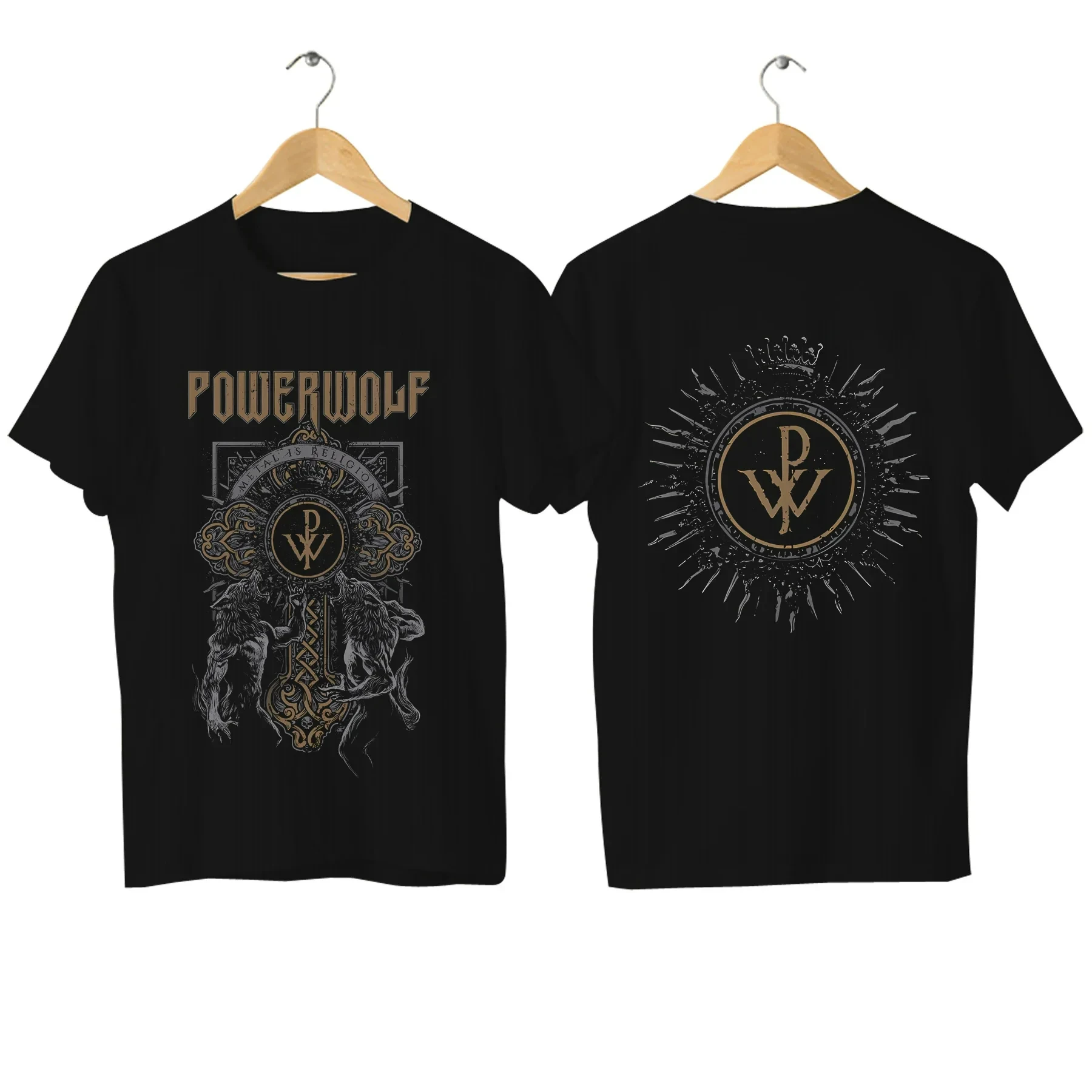 Men\'s Cotton T-Shirt Powerwolf Printed T-Shirt Casual \