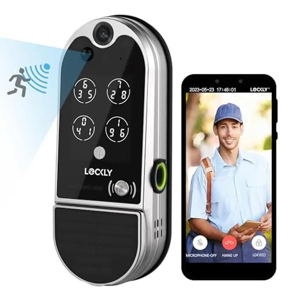 WiFi Video Smart Lock Fingerprint Voice Control Motion Sensor Doorbell Remote Monitoring Biometric Keypad