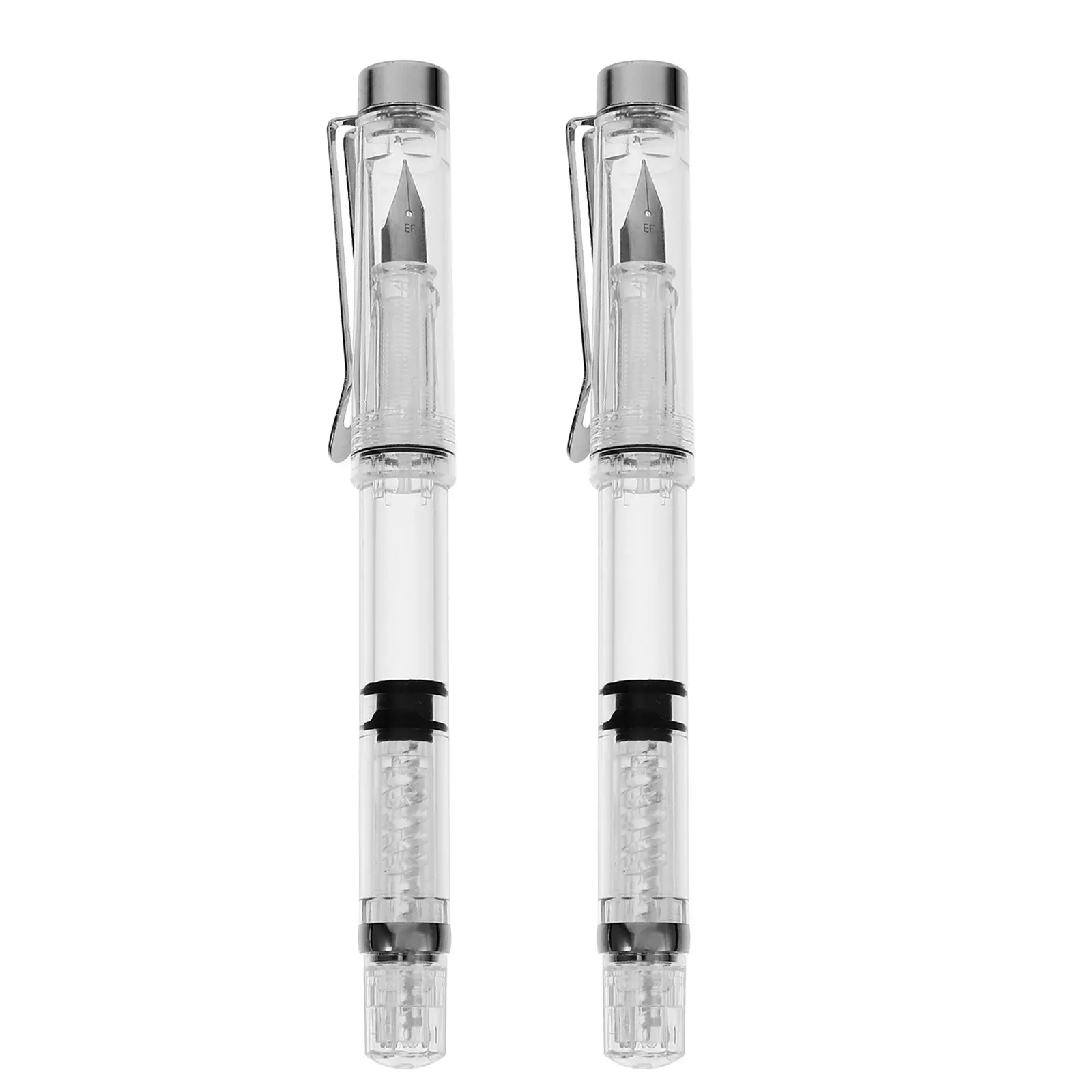 

2Pcs Fountain Pens Ink Absorber Transparent Body Ergonomic Grip Calligraphy Writing Practice Refillable Ink Pen