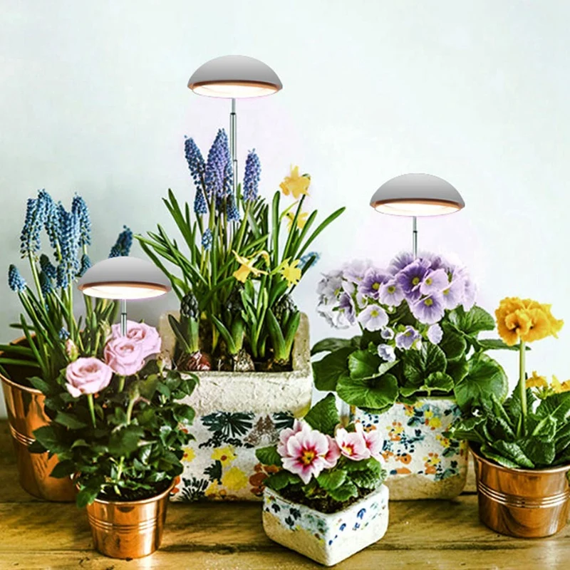 Luces de cultivo, luz LED de espectro completo para plantas, altura ajustable con temporizador de encendido/apagado automático 3/6/12H, 4 brillos regulables