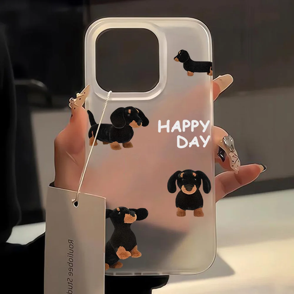 

Cartoon Case For iPhone 11 Cases For iPhone 16 14 Plus 15 Pro Max 12 13 Mini Cute Dachshund Sausage Dog Painted Phone Case Cover