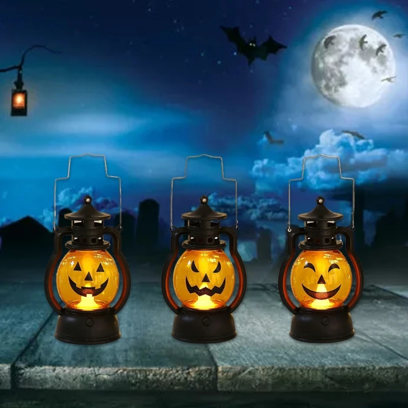 Halloween  LED Oil Lantern Halloween Hanging Light Haunted House Party Decorations Supplies for Halloween Day Decors