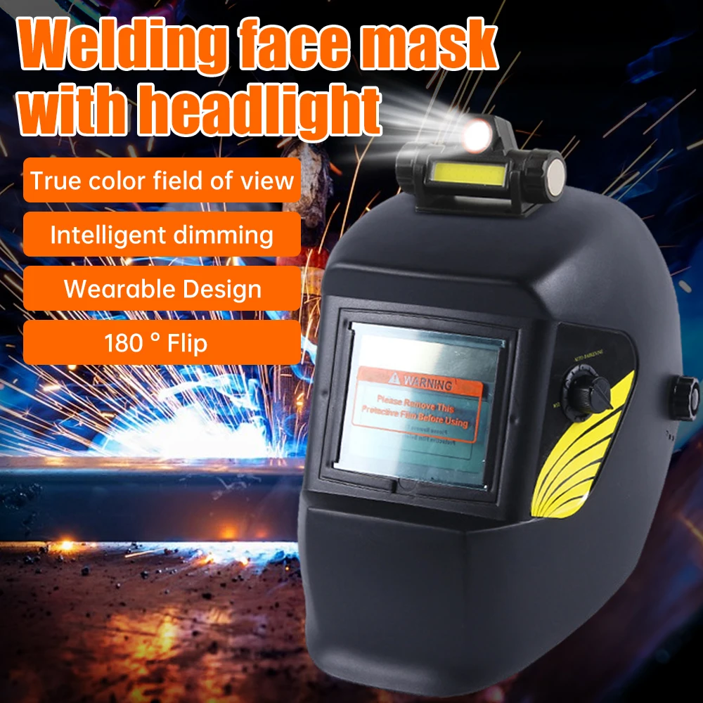 Welding Helmet PC Welding Masks Auto Dimming Welding Mask Large View True Color Auto Darkening Welding Facemask for Arc Welding