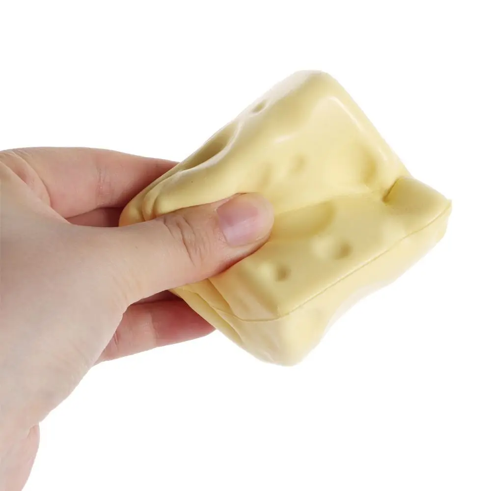 Shapeable Cheese Pinch Toy Non-Bounce Anti-Stress Cheese Squeeze Fidget Toy Squishy Texture Cheese Cube Stress Ball Kids Adults
