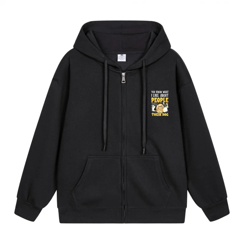 

Men's Zip-Up Hoodie Learn More People Less Time 2025 New Style Casual Couples’ Style Casual and Loose