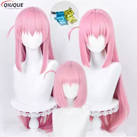 High Quality Anime Bocchi The Rock! Cosplay Gotou Hitori Cosplay Wig 80cm Long Pink Straight Heat Resistant Hair Wigs + Wig Cap