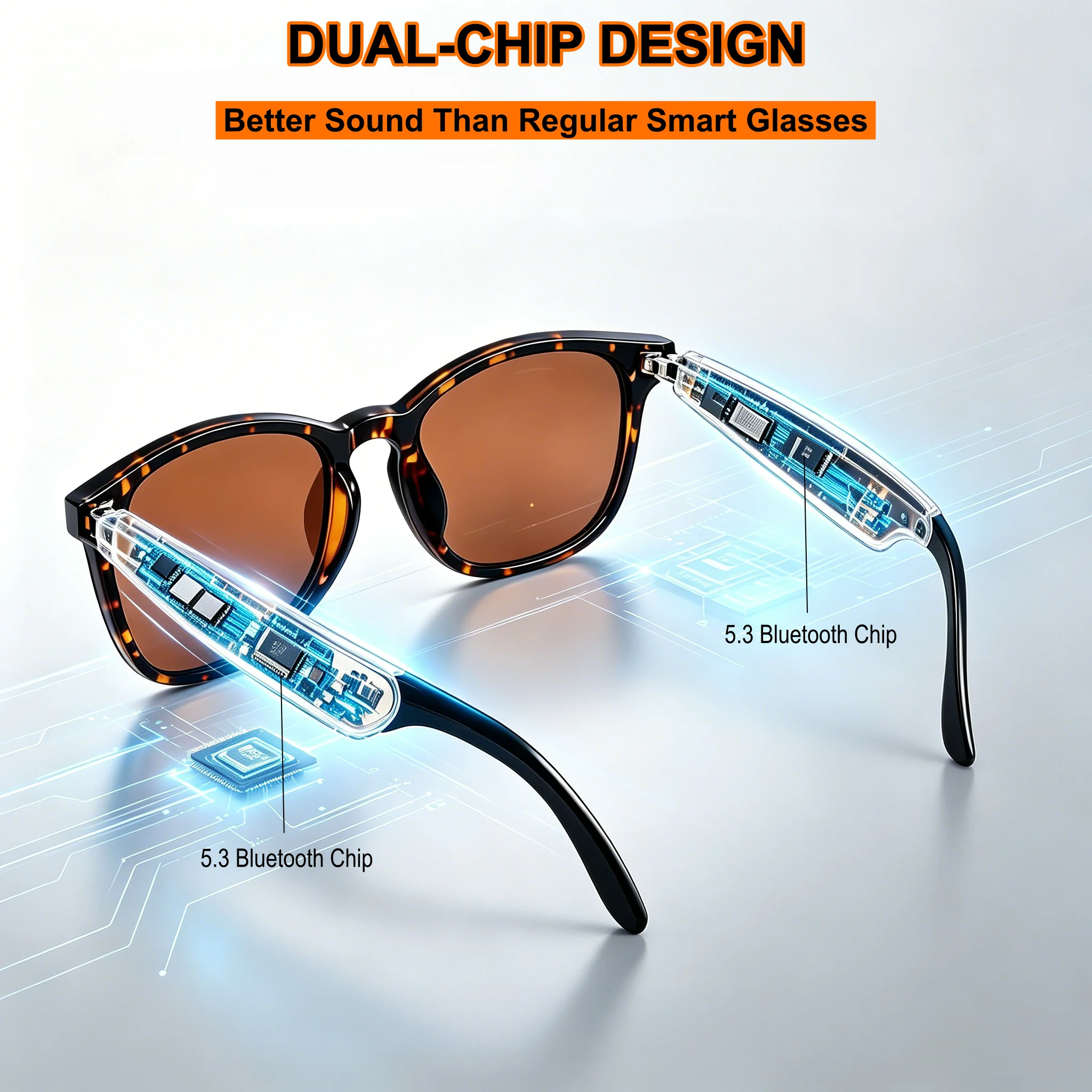 Bluetooth 5.3 Open Ear Smart Sunglasses Polarized UV400 Touch Wireless Music Handsfree Call Glasses for Driving Outdoor Travel