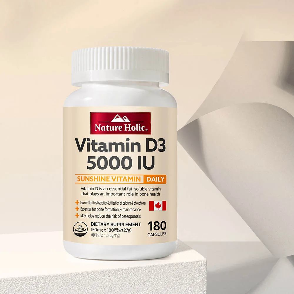 Natureholic Canada Vitamin D 5000 iu 1 Bottle 180 Capsules