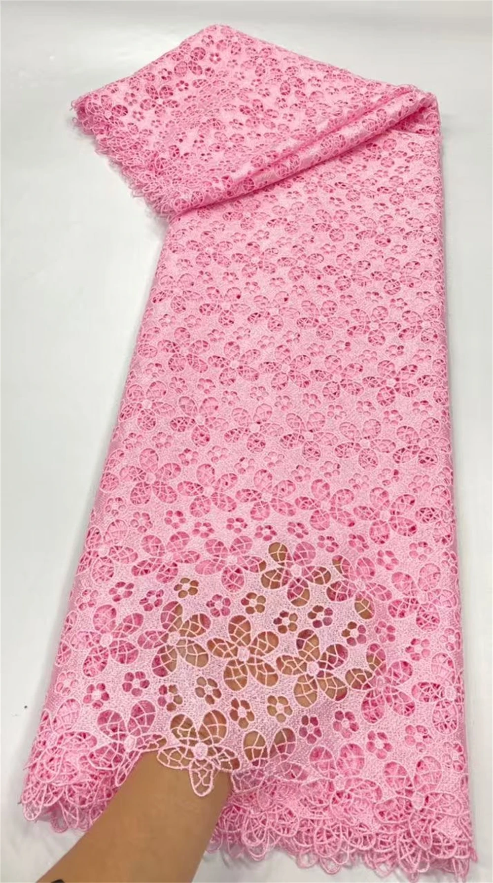 Nigerian Water Soluble Sequins Cotton Embroidery Lace Fabric, Tulle Wedding Party Dress, High Quality, 5Yards, 2025, JL447