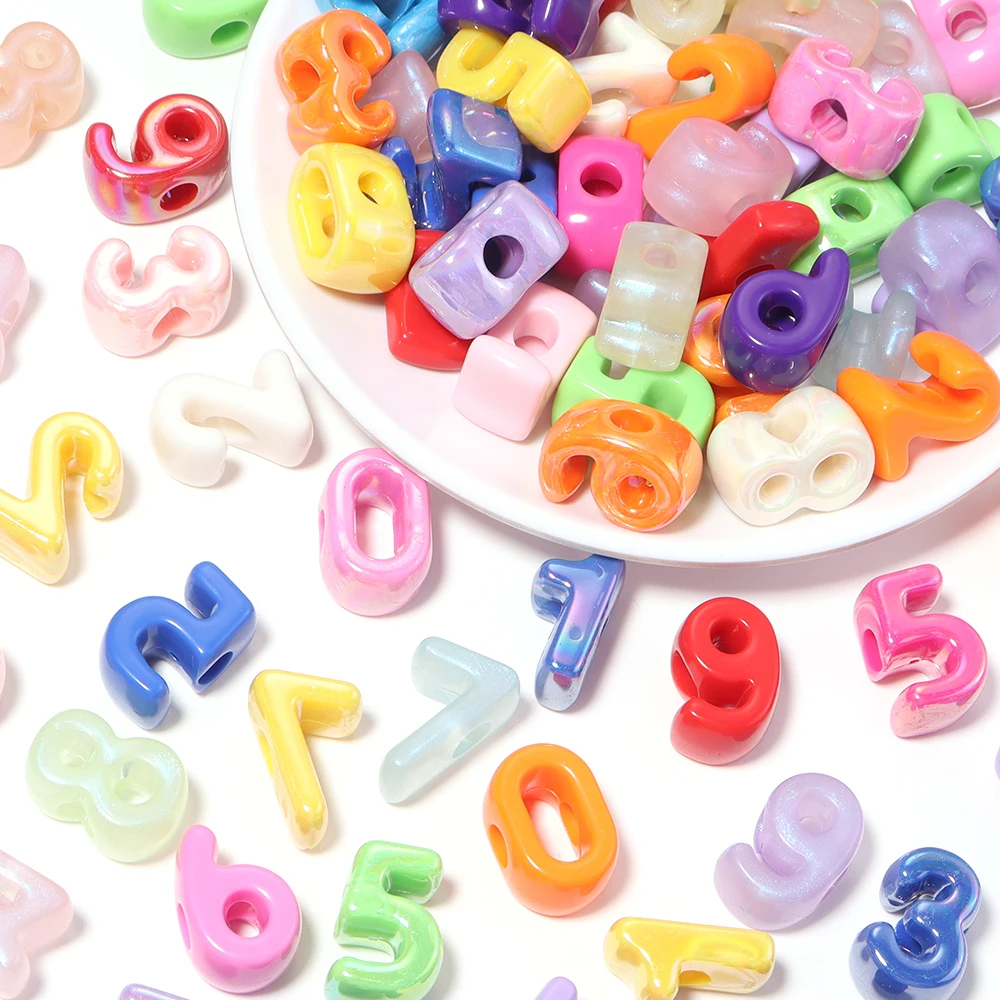 20pcs Acrylic Number Beads Random Mixed Color Large Hole Loose Spacer Beads For Jewelry Making DIY Bracelet Phone Chain Keychain view 4