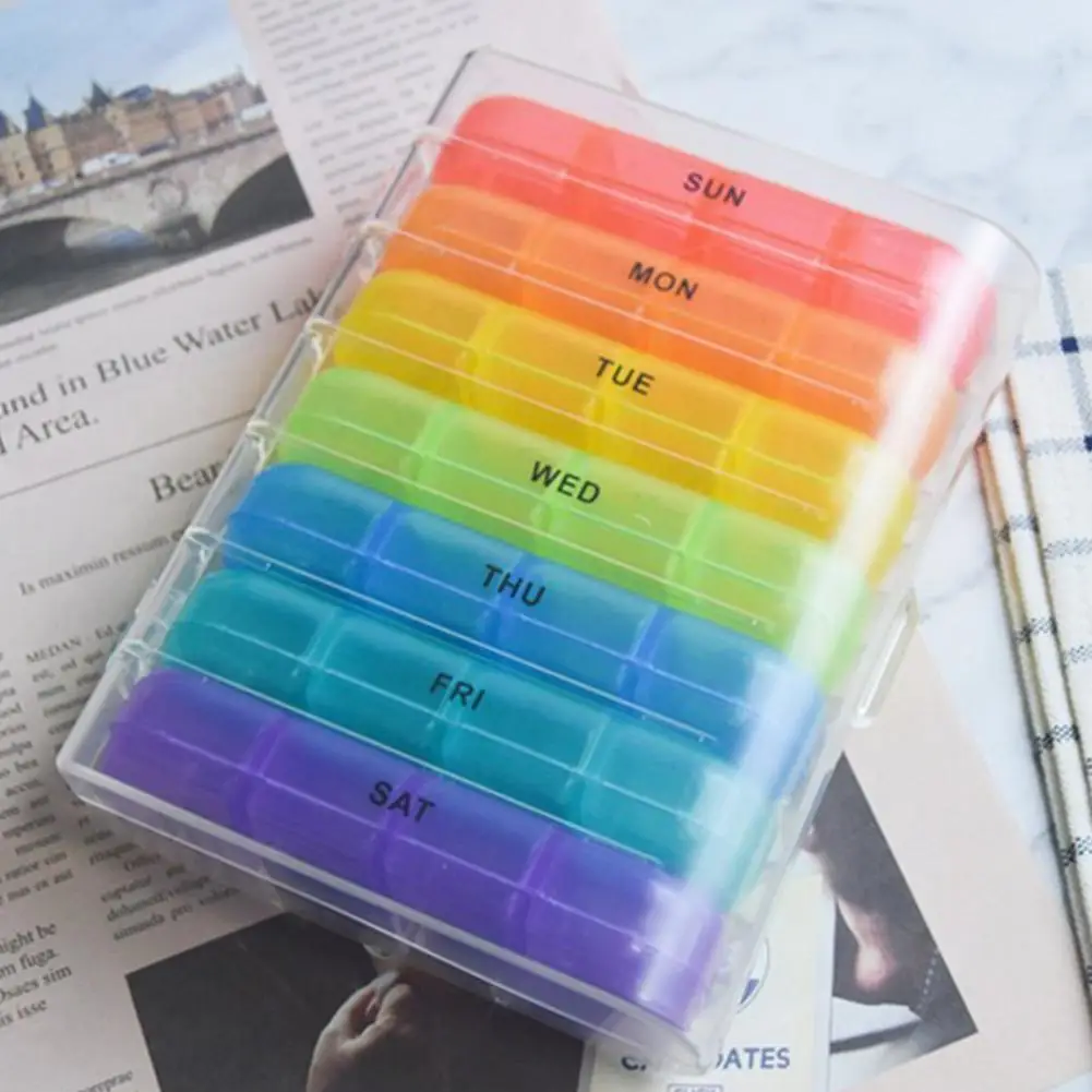 28 Compartment Pill Box Pill Organizer for Travel Weekly Pill Organizer with 28 Compartments 4 Times A Day Medicine Storage Box